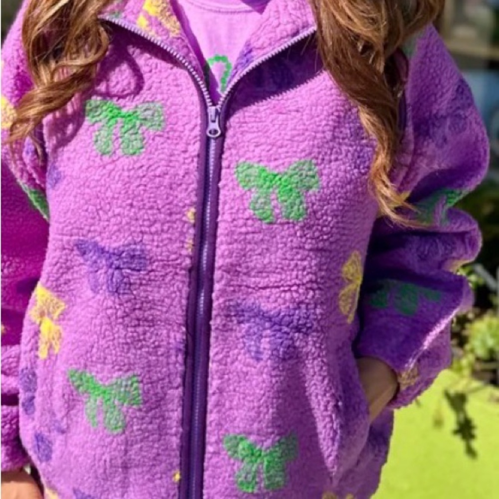 Mardi Gras Bow Sherpa Jacket